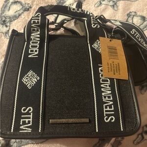 Steve Madden Black and White Men's Messenger Bag